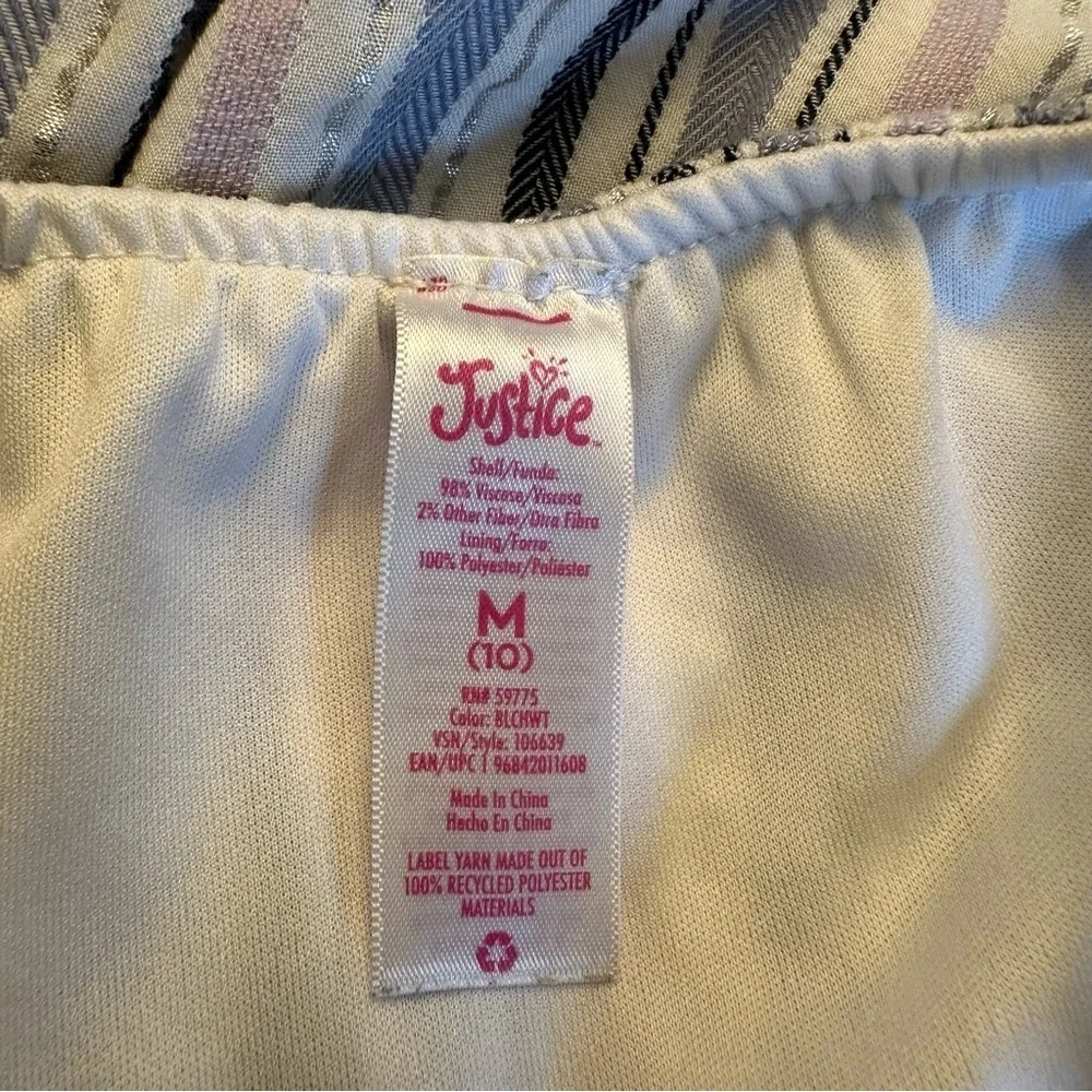 Justice Striped Pastel Sleeveless Spring Summer Romper Jumpsuit Sz Girls M (10)